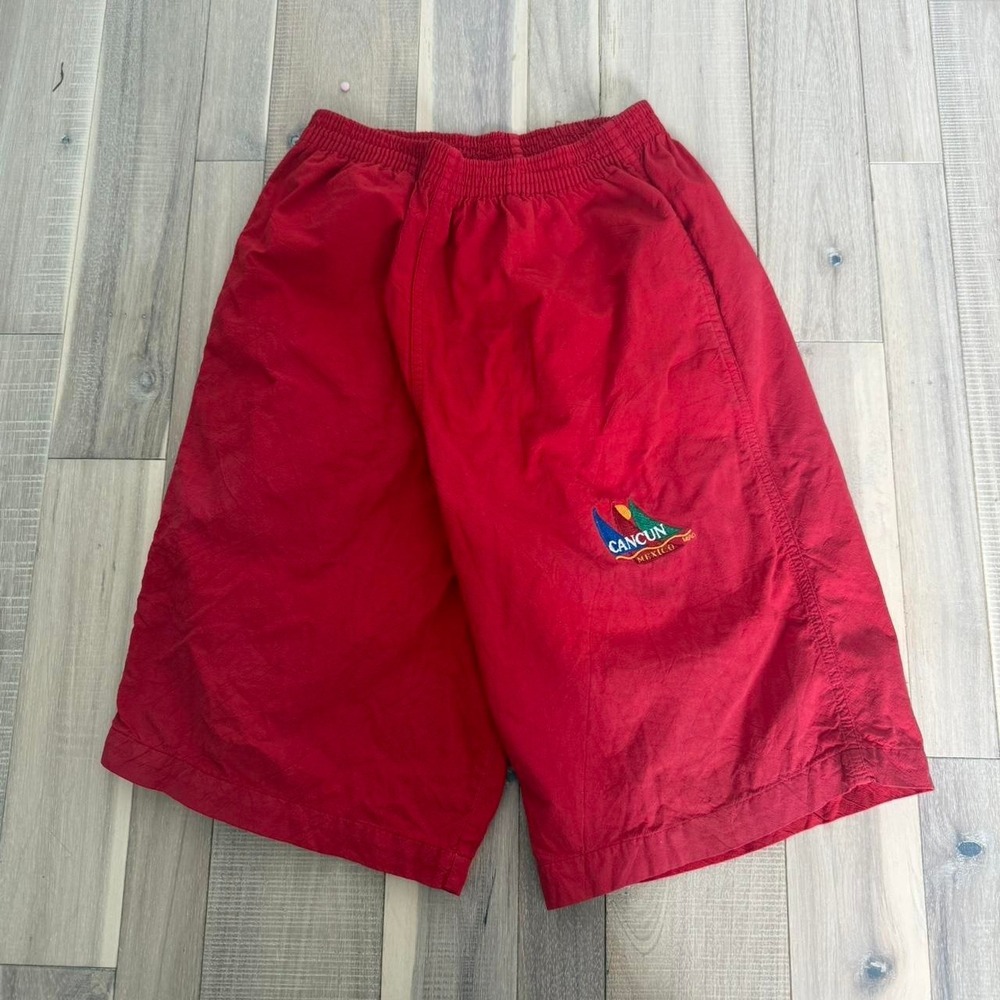 2000s baggy Red vintage Cancun Mexico swim shorts Sz Med